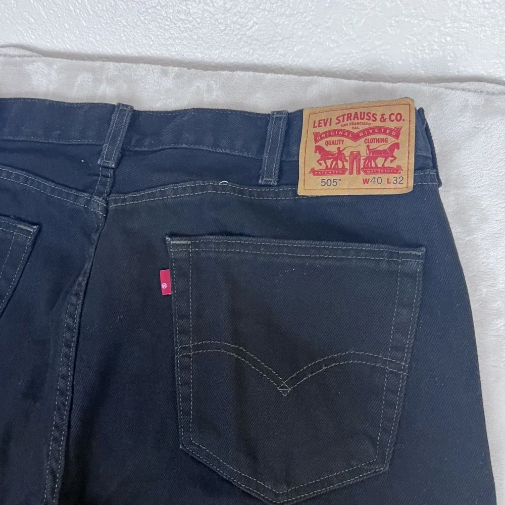 Levis 505 Jeans Mens 40x32 Black Denim Straight Leg Workwear Americana Classic